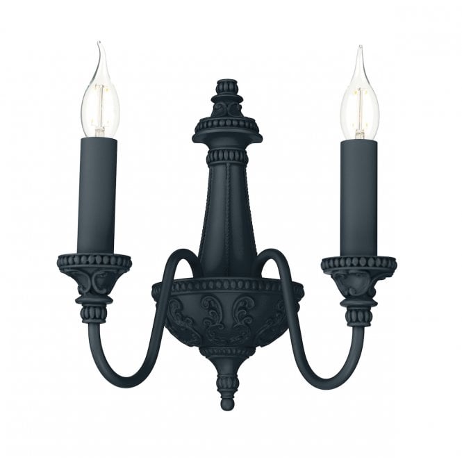David Hunt Lighting Bailey Double Wall Light Bespoke in Smoke Blue