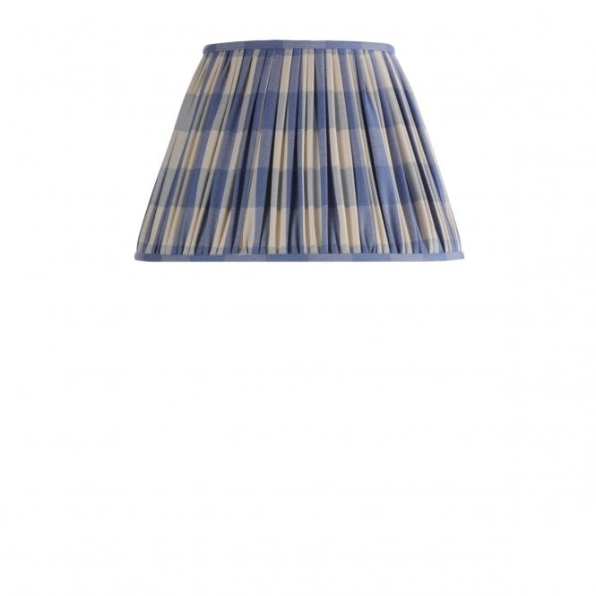 David Hunt Lighting Bespoke Gathered Pleat Shade (40cm) in Ian Mankin Avon Check - Indigo with Taffeta Ivory inner