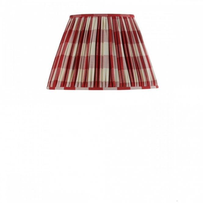 David Hunt Lighting Bespoke Gathered Pleat Shade (40cm) in Ian Mankin Avon Check - Peony with Taffeta Ivory inner