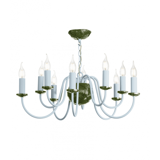 David Hunt Lighting Bodkin 10 Light  Pendant Bespoke - Gloss Juniper Green & Matt Amalfi Blue
