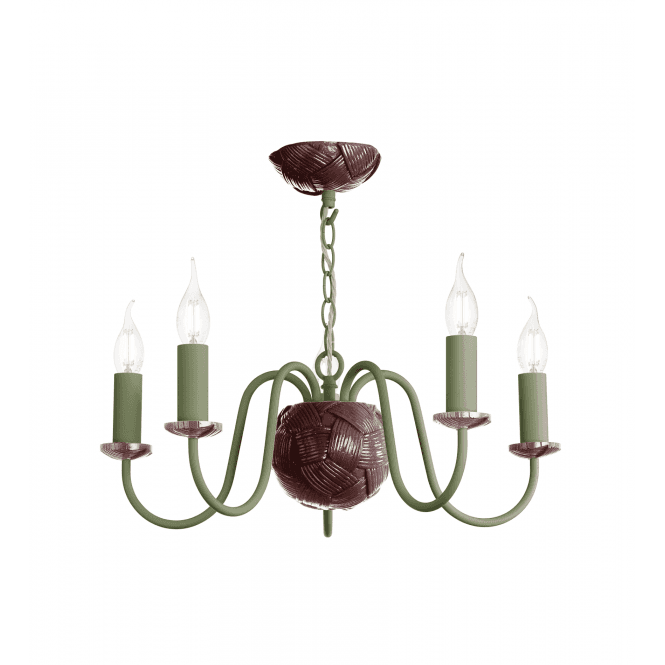David Hunt Lighting Bodkin 5 Light  Pendant Bespoke - Aubergine & Juniper Green