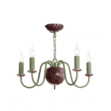 Bodkin 5 Light  Pendant Bespoke - Aubergine & Juniper Green