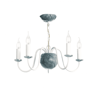 Bodkin 5 Light  Pendant in Bespoke River Blue & Arctic White