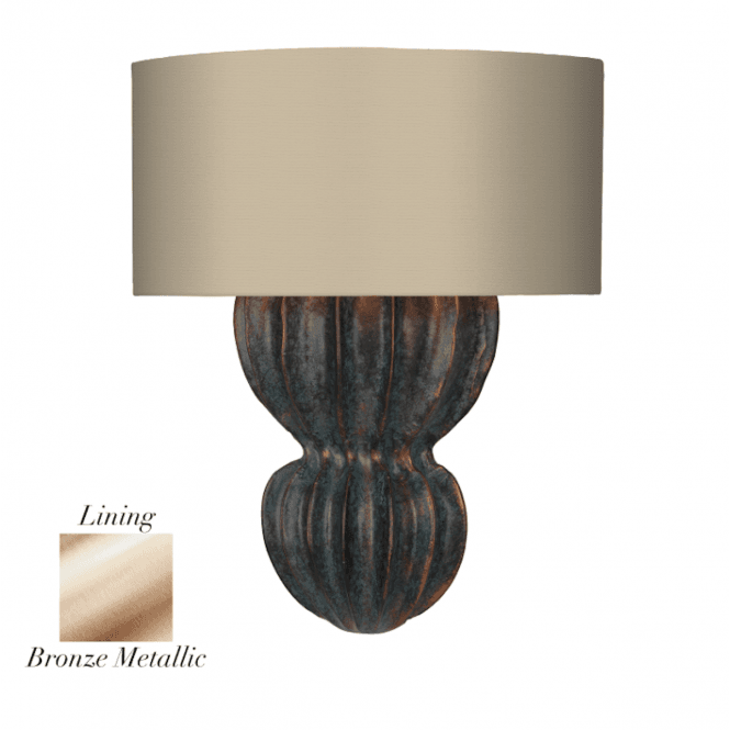 David Hunt Lighting Botany single wall light Verdigris shown with Limestone/Bronze shade