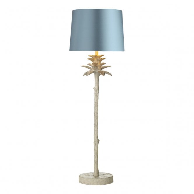 David Hunt Lighting Cabana Table Lamp Cream Gold Finish & Bespoke 20cm Tapered Drum Air Force Blue Satin Silk shade /White inner