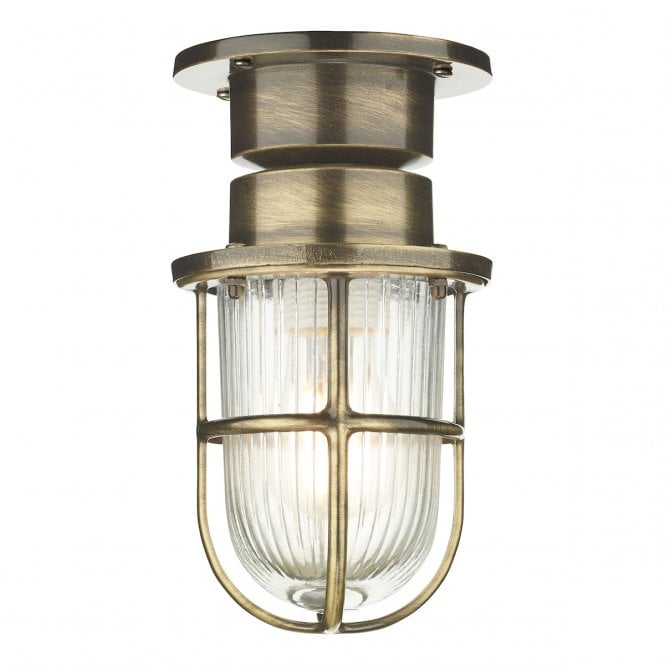 David Hunt Lighting Coast 1 Light Ceiling Light Antique Brass IP44