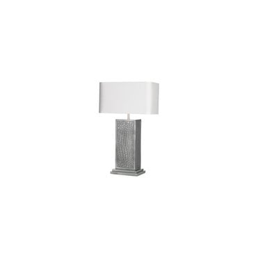Croc  Table Lamp in Pewter Finish With Swan Satin Shade/Silver inner