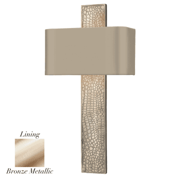 Croc Wall in Light Bronze Finish With Almond Cream Satin Silk Shade/Bronze Inner