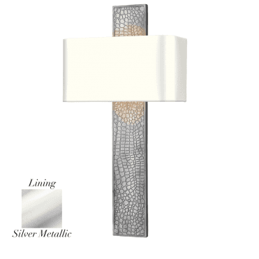 Croc Wall Light in Pewter Finish With Bespoke Swan Satin Silk Shade/Silver Inner