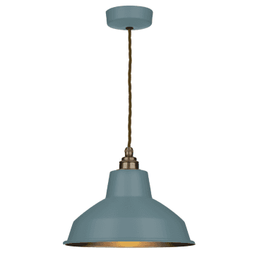 Dexter Single Pendant River blue/Antique Brass and Brown Braided Cable