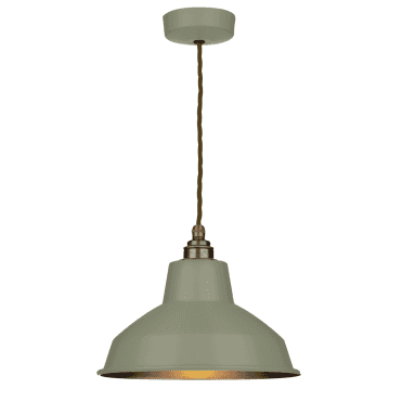 Dexter Single Pendant Sage/Antique Brass and Brown Braided Cable
