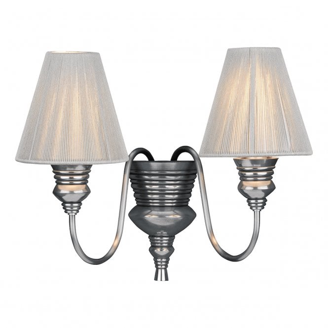 David Hunt Lighting Doreen 2 Light Wall Bracket Pewter Complete With String Shades