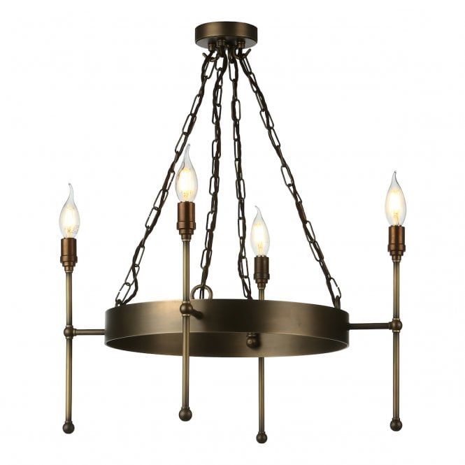 David Hunt Lighting Durrell 4 Light Pendant In Antique Brass