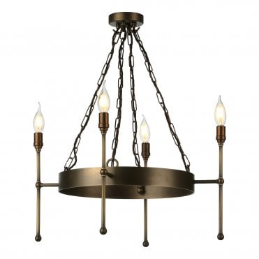 Durrell 4 Light Pendant In Antique Brass