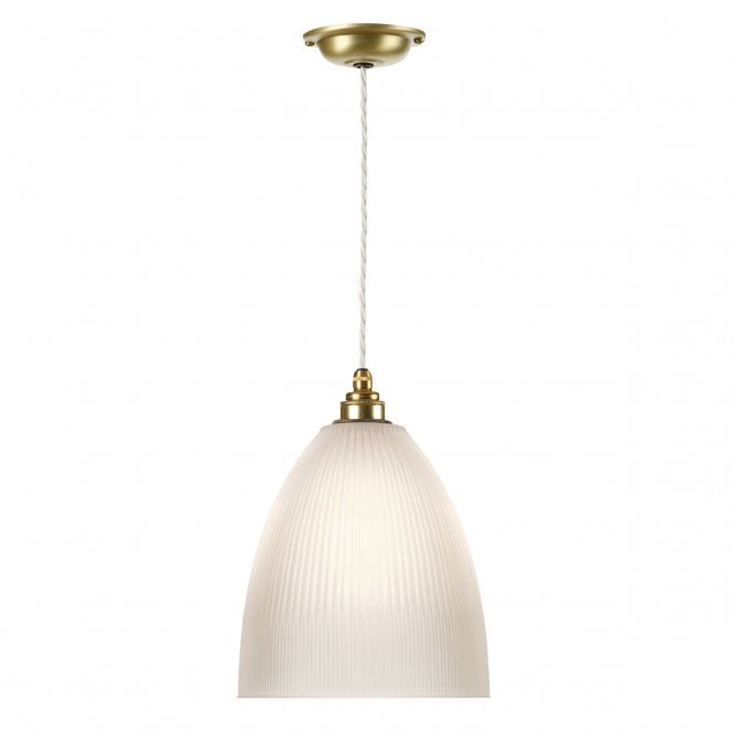 David Hunt Lighting Duxford 1 Light Pendant Butter Brass Complete with Reeded Glass