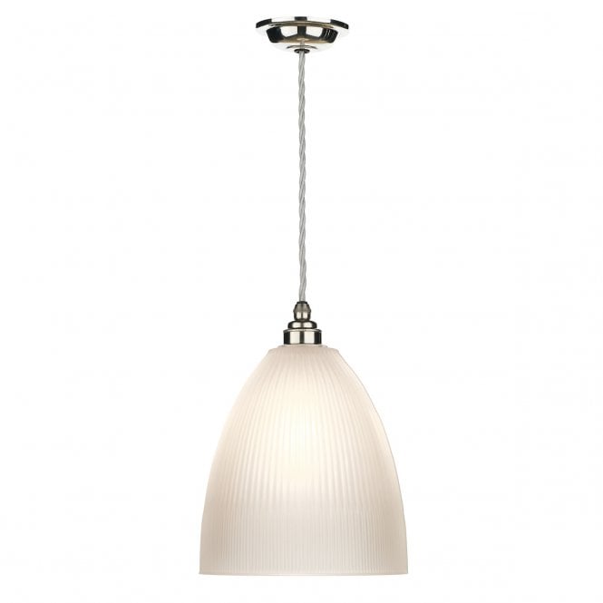 David Hunt Lighting Duxford 1 Light Pendant Nickel Chrome Complete with Reeded Glass
