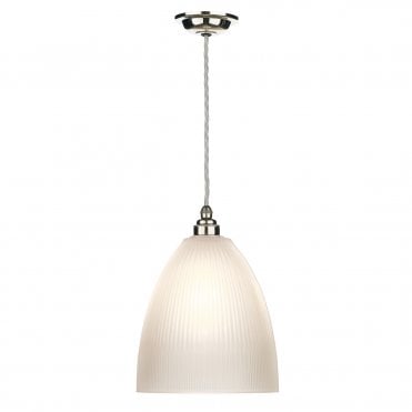 Duxford 1 Light Pendant Nickel Chrome Complete with Reeded Glass