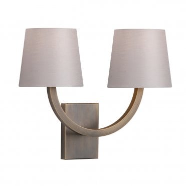 Earl double wall light in Antique Brass