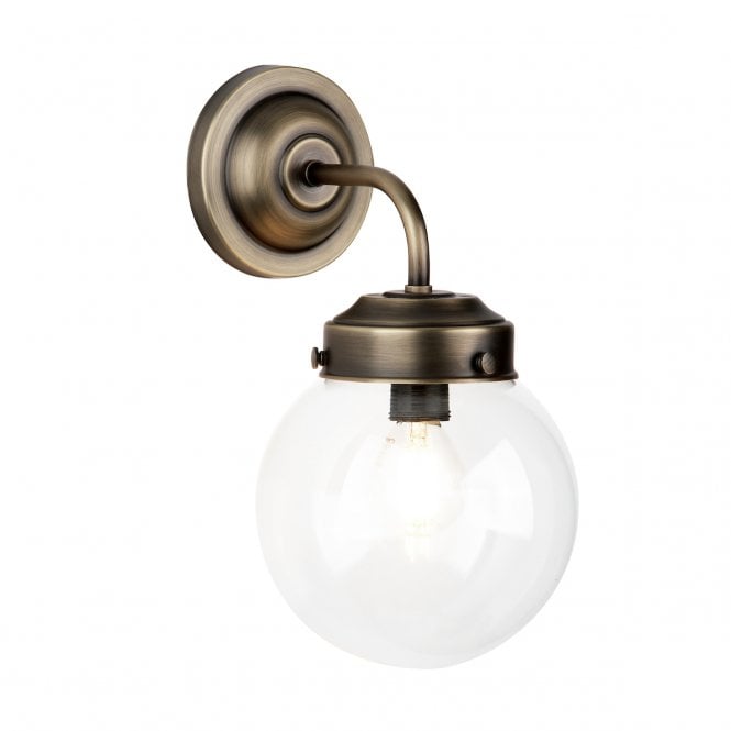 David Hunt Lighting Fairfax single wall light Antique Brass with Clear glass