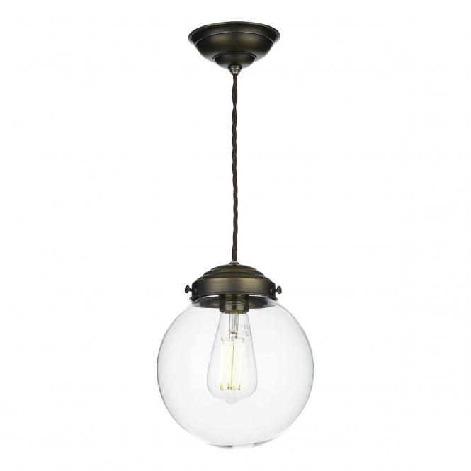 David Hunt Lighting Fairfax Small Single Pendant In Antique Brass With Clear Glass
