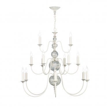 Flemish 15 Light Pendant Distressed Powder Grey/Gold