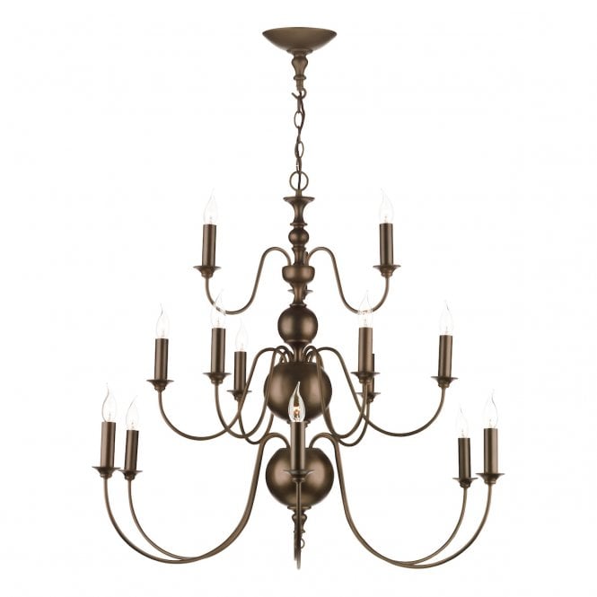 David Hunt Lighting Flemish 15 Light Pendant In Bronze