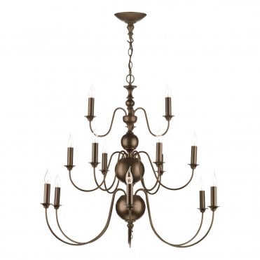 Flemish 15 Light Pendant In Bronze