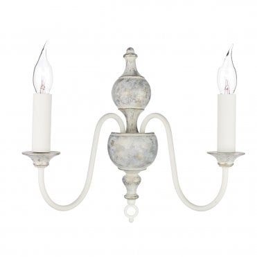 Flemish 2 Light Wall Light Distressed Powder Grey/Gold