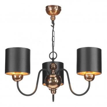 Garbo 3 Light Pendant Bronze Complete With Black Bronze Shades