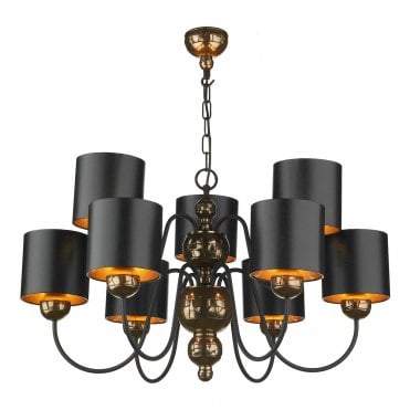 Garbo 9 Light Pendant Bronze Complete With Black Bronze Shades