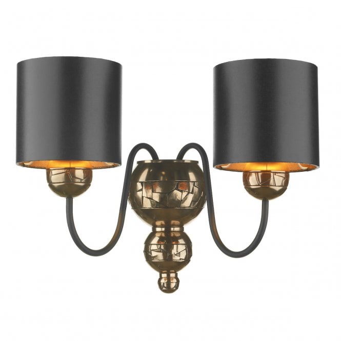 David Hunt Lighting Garbo Double Wall Bracket Bronze Complete With Black Bronze Shades