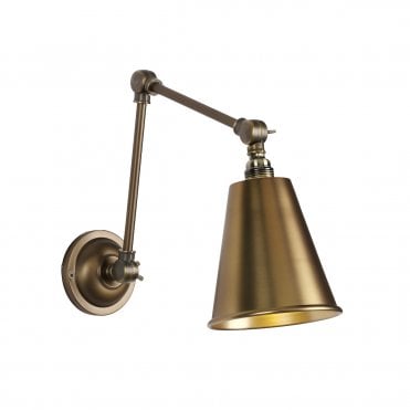 Hackney Single Wall Light In Antique Brass