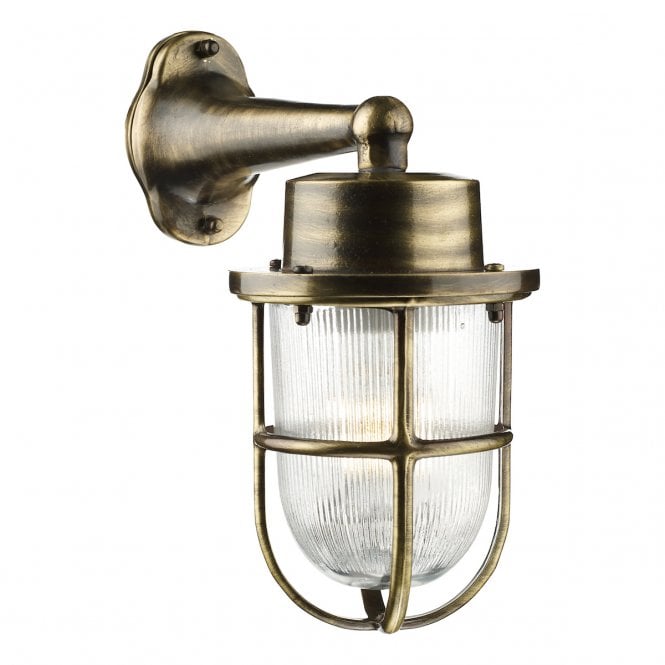 David Hunt Lighting Harbour 1 Light Down Wall Light Antique Brass IP64