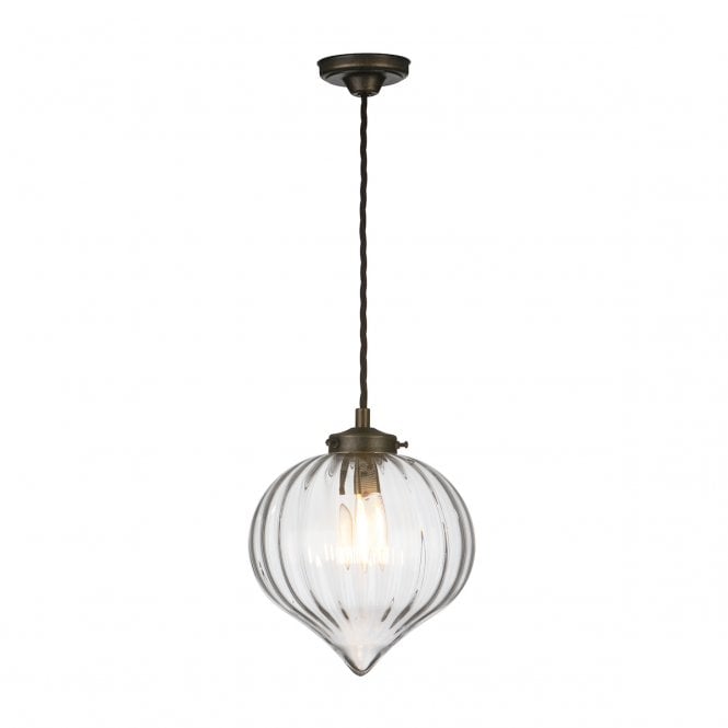 David Hunt Lighting Holborn single pendant with ribbed glass