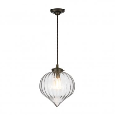 Holborn single pendant with ribbed glass