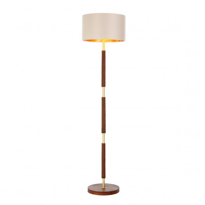 David Hunt Lighting Hunter Floor Lamp In Butter Brass With Leather Effect - Base Only