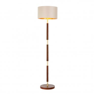 Hunter Floor Lamp In Butter Brass With Leather Effect - Base Only