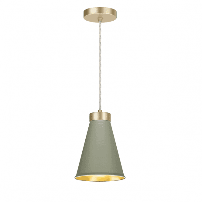 David Hunt Lighting Hyde 1 Light Pendant Butter Brass Finished In Sage And Butter Brass Inner