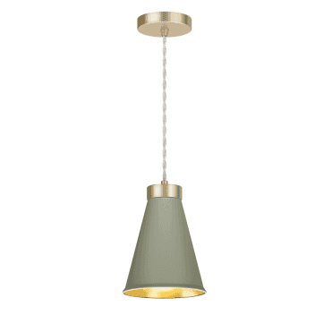 Hyde 1 Light Pendant Butter Brass Finished In Sage And Butter Brass Inner