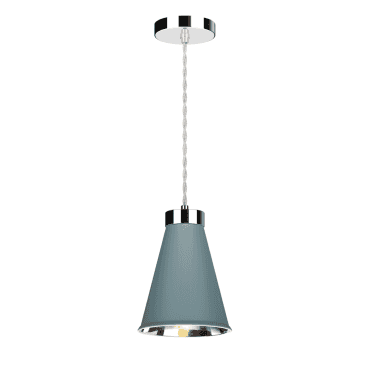 Hyde 1 Light Pendant Polished Chrome Finished In River blue And Polished Chrome Inner