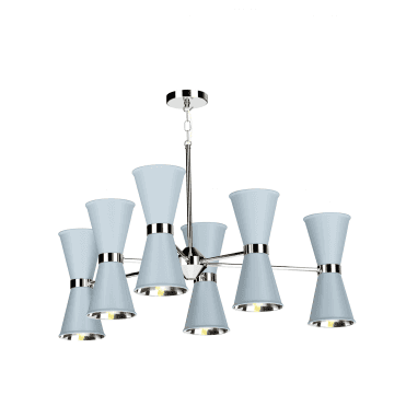 Hyde 12 Light Pendant Polished Chrome Finished In Amalfi Blue With Polished Chrome Inner