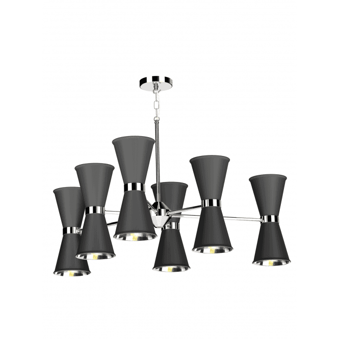 David Hunt Lighting Hyde 12 Light Pendant Polished Chrome Finished In Black With Polished Chrome Inner