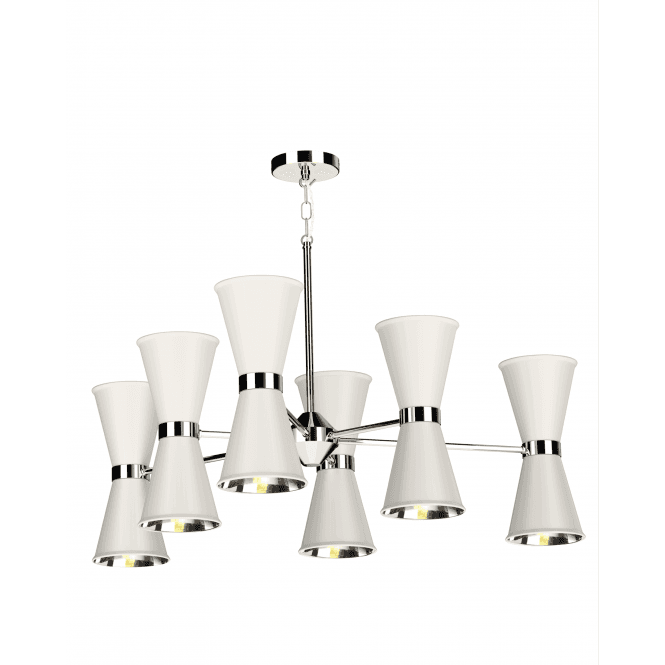 David Hunt Lighting Hyde 12 Light Pendant Polished Chrome Finished In Coconut With Polished Chrome Inner
