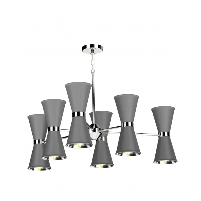 David Hunt Lighting Hyde 12 Light Pendant Polished Chrome Finished In Lead Grey With Polished Chrome Inner