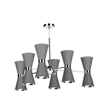 Hyde 12 Light Pendant Polished Chrome Finished In Lead Grey With Polished Chrome Inner
