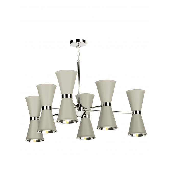 David Hunt Lighting Hyde 12 Light Pendant Polished Chrome Finished In Pebble With Polished Chrome Inner