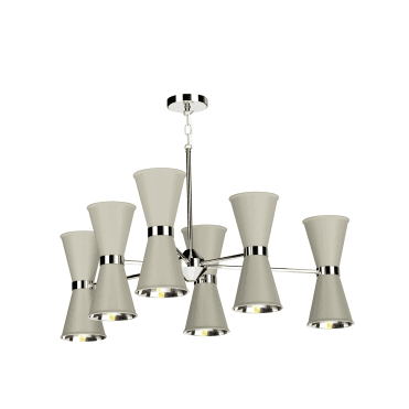 Hyde 12 Light Pendant Polished Chrome Finished In Pebble With Polished Chrome Inner