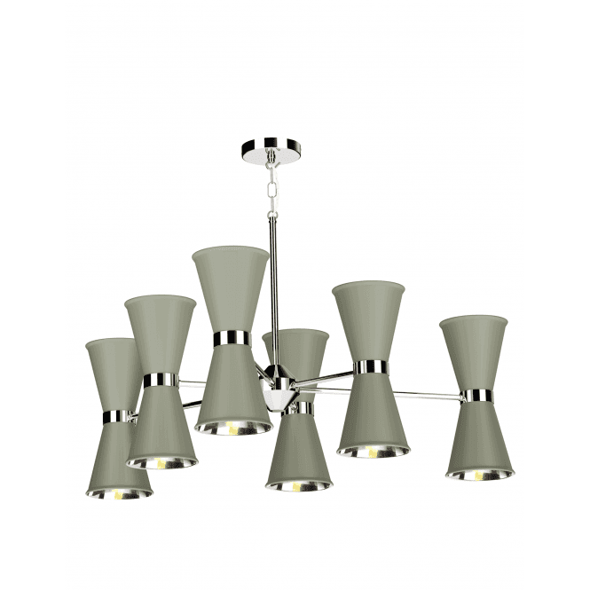 David Hunt Lighting Hyde 12 Light Pendant Polished Chrome Finished In Sage With Polished Chrome Inner