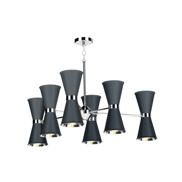 Hyde 12 Light Pendant Polished Chrome Finished In Smoke Blue With Polished Chrome Inner