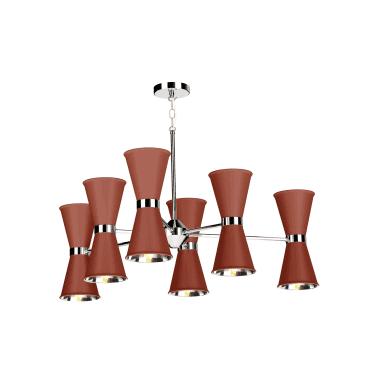 Hyde 12 Light Pendant Polished Chrome Finished In Strawberry With Polished Chrome Inner